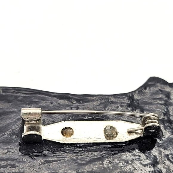 Hand-Painted Wooden Cow Brooch Pin Glossy Black & White with Red Glasses 3" - Picture 6 of 6